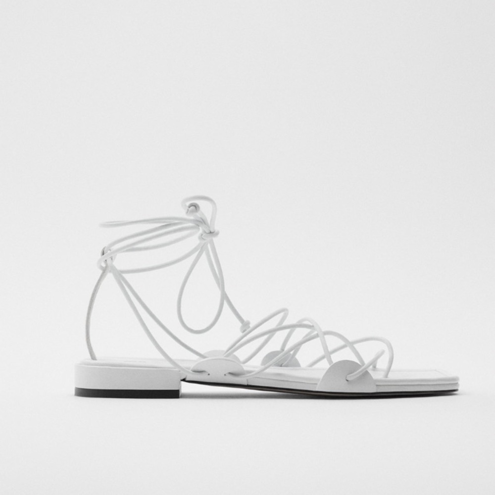 Zara White Strappy Sandals